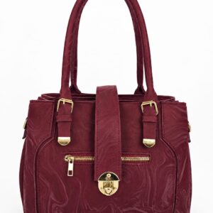 Burgundy Maroon Ladies Handbag with Golden Hardware – MR Ladies Bags
